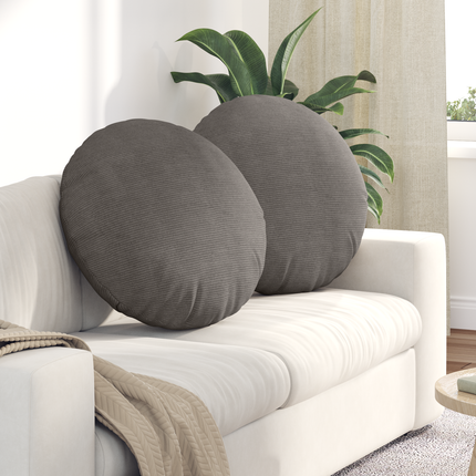 Sittkuddar 2 st Kordread tyg Ljusgrå Ø 80 cm