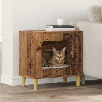 Katt hus Gammalt trä 51 x 30 x 52 cm Konstruerat trä