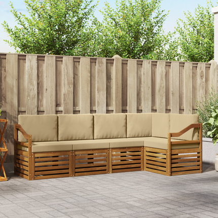 Utomhussoffset 5 st Naturlig och Beige Polyester
