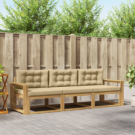 Utomhussoffset 3 st Vit och Beige Polyester