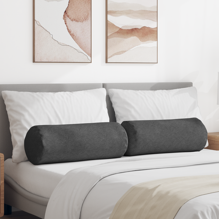 Bolsterkuddar 2 pcs Mörkgrå Ø 25 x 70 cm Kordread tyg