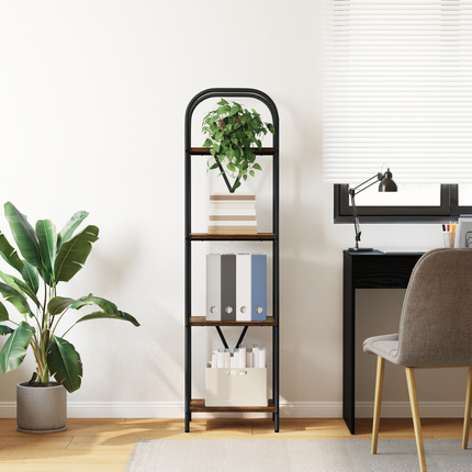 Hyllsystem 4 nivåer 40 x 30 x 146 cm Konstruerat trä Rökt ek
