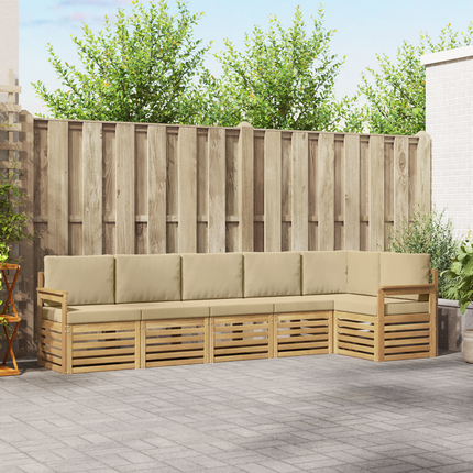 Utomhussoffset 6 st Vit och Beige Polyester