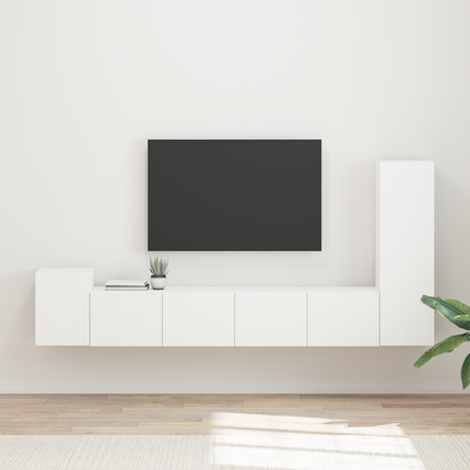 TV-bänkset 3 st Vit Konstruerat trä