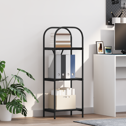 Hyllsystem 3 nivåer 40 x 30 x 109 cm Konstruerat trä Svart Ek
