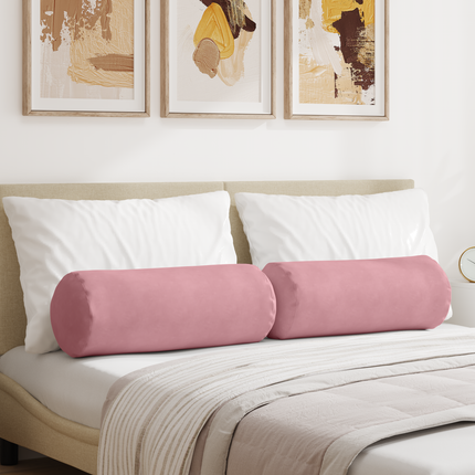 Bolsterkuddar 2 pcs Rosa Ø 25 x 70 cm Kordread tyg
