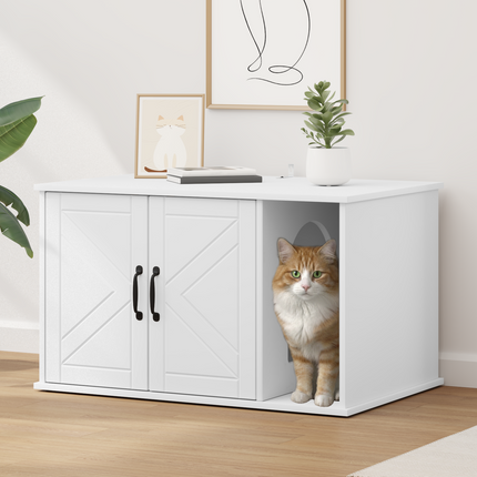 Katt hus Vit 85 x 55 x 50,5 cm Konstruerat trä
