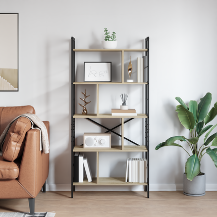 Hyllsystem 9 nivåer 75 x 30 x 156 cm Konstruerat trä Sonoma-ek