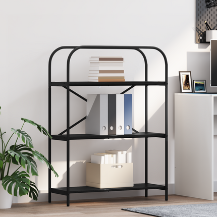 Hyllsystem 3 nivåer 80 x 30 x 109 cm Konstruerat trä Svart Ek