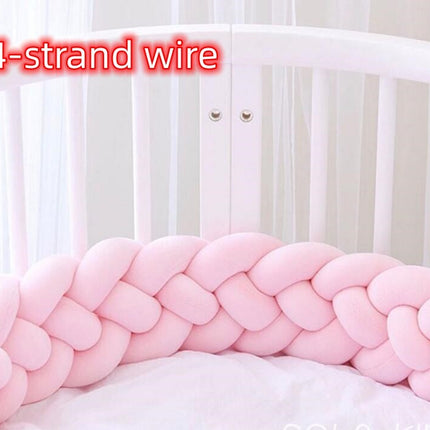 Heightening Baby Braided Crib Bumpers Knot Long Pillow Cushion Bedding Room Dector