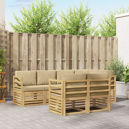 Utomhussoffset 7 st Vit och Beige Polyester