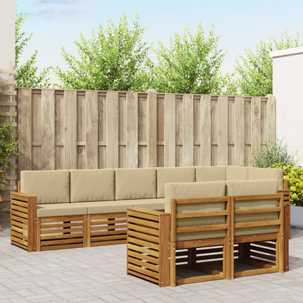 Utomhussoffset 8 st Naturlig och Beige Polyester