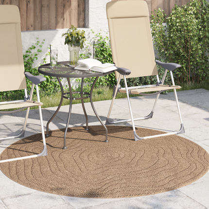Områdesmattor Rund Moiré AGIRA Naturfärg Ø 200 CM Polyester