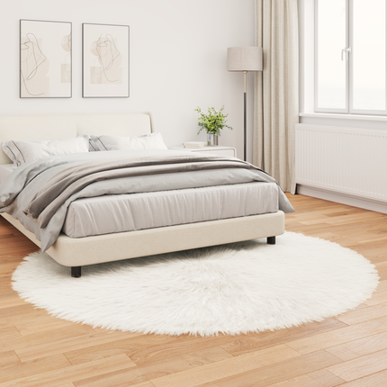 Fuskfäll matta TAFALLA Vit Ø 200 cm Polyester