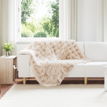 Halkfri filt i konstgjord kaninfäll Olite Beige 130 x 150 cm