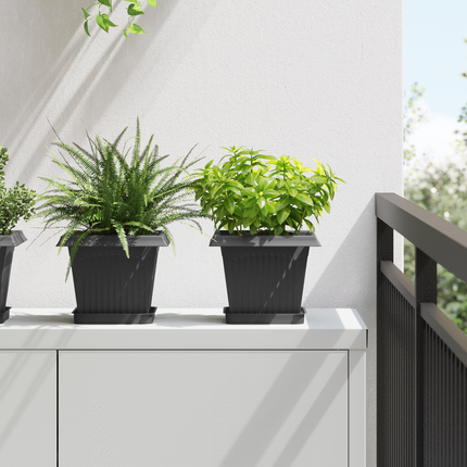 Kvadratisk Blomkruka 6 st Svart 20 x 20 x 16 cm Plast