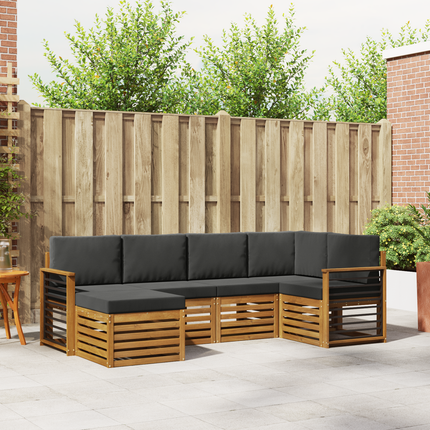 Utomhussoffset 6 st Naturlig och Antracit Polyester