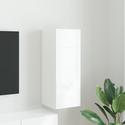 TV Vägghylla 30 x 31 x 80 cm Glansig Vit Konstruerat trä
