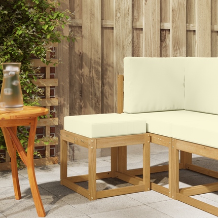 Utomhuspall med kudde Vit 43 x 43 x 45 cm Massivt Akaciaträ