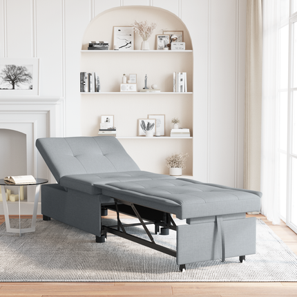 Pull Out Sofa Bed Ljusgrå 194 x 50 x 82 cm tyg
