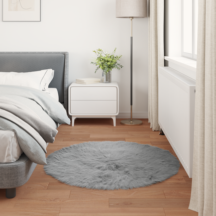 Fuskfäll matta TAFALLA Grå Ø 120 cm Polyester