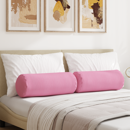 Bolsterkuddar 2 pcs Rosa Ø 25 x 70 cm tyg