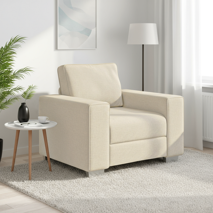 Soffstol Beige 100 cm Linnenblandad tyg