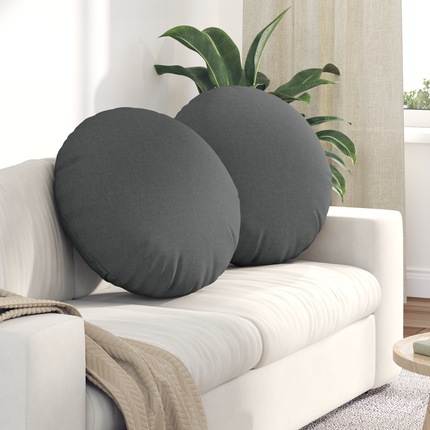 Sittkuddar 2 st tyg Mörkgrå Ø60 x 21 cm
