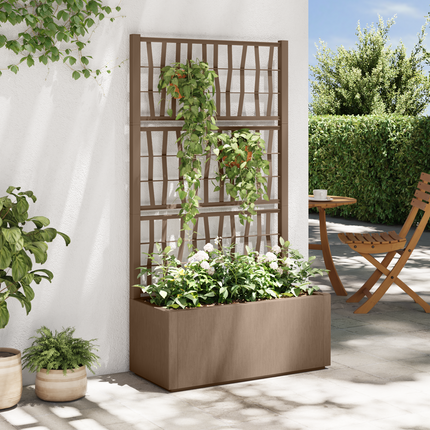 Trädgårdsplanterare med trellis Brun 80 x 36 x 140 cm PP