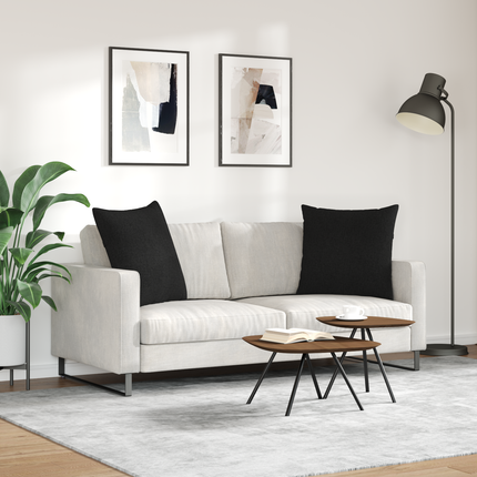 Sofakuddar 2 st tyg Svart 80 x 80 cm