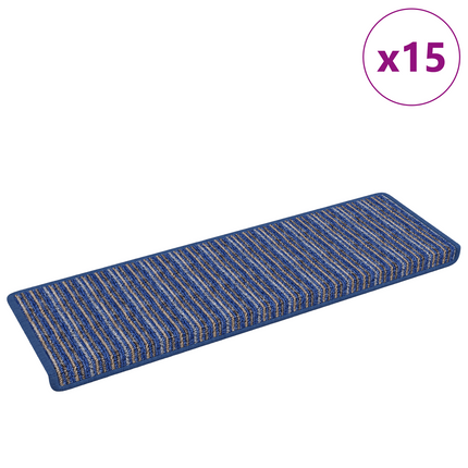 Självhäftande trappmattor 15 st 65 x 21 x 4 cm Non-Slip Blå