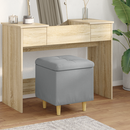 Ottoman med förvaring med kudde Ljusgrå 40 x 40 x 45 cm tyg