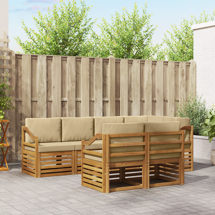 Utomhussoffset 7 st Naturlig och Beige Polyester