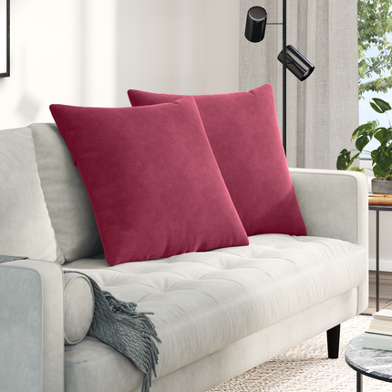 Sofakuddar 2 pcs Vinröd 80 x 80 cm Kordread tyg