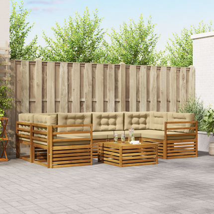 Utomhussoffset 7 st Naturlig och Beige
