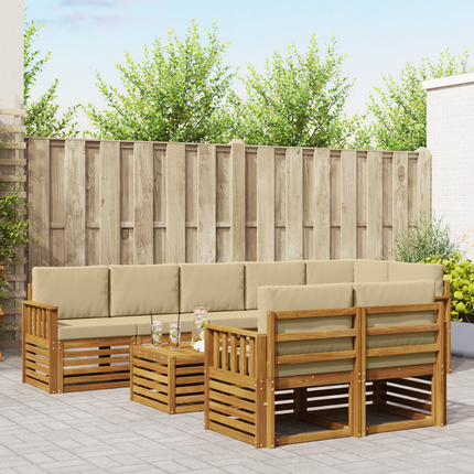 Utomhussoffset 9 st Naturlig och Beige Polyester
