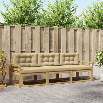 Utomhussoffset 3 st Vit och Beige Polyester