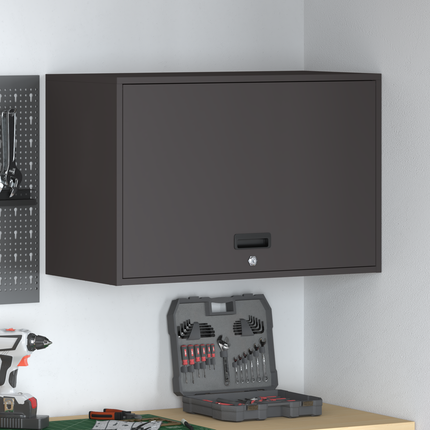 Vägghylla för garage Svart 80 x 40 x 53 cm Pulverlackerad stål