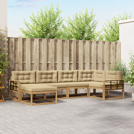 Utomhussoffset 5 st Vit och Beige Polyester