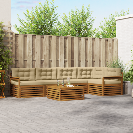 Utomhussoffset 6 st Naturlig och Beige