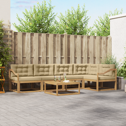 Utomhussoffset 6 st Vit och Beige Polyester