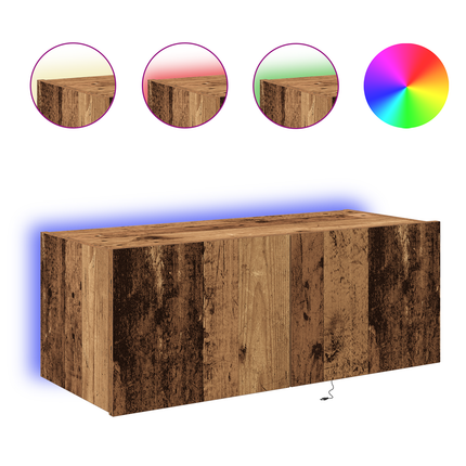 TV Vägghylla 80 x 35 x 31 cm Gammalt trä Konstruerat trä