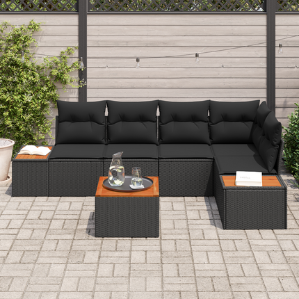 Trädgårdsoffset 5 st 5-Antal sittplatser Svart Poly rattan