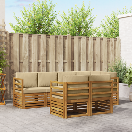 Utomhussoffset 7 st Naturlig och Beige Polyester