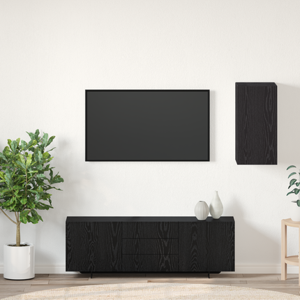 Vägg TV Skåp 30,5 x 30 x 60 cm Svart Ek Konstruerat trä