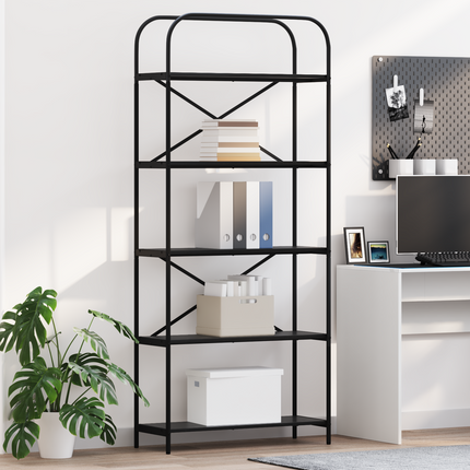 Hyllsystem 5 nivåer 80 x 30 x 183 cm Konstruerat trä Svart Ek