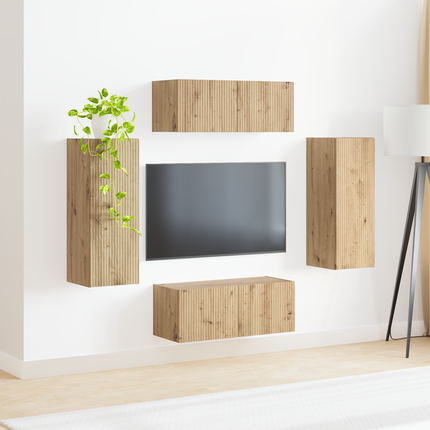 TV väggskåp set 4 st Artisan Ek Konstruerat trä