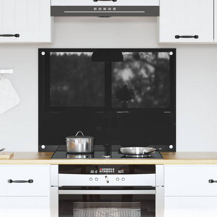 Köksskydd Svart 80 x 60 cm härdat glas