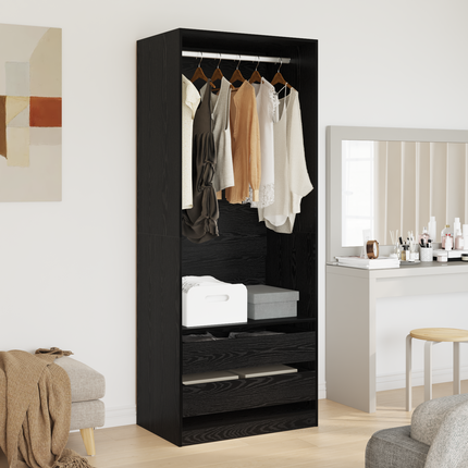 Garderob Svart Ek 80 x 50 x 200 cm Konstruerat trä