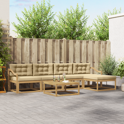 Utomhussoffset 6 st Vit och Beige Polyester